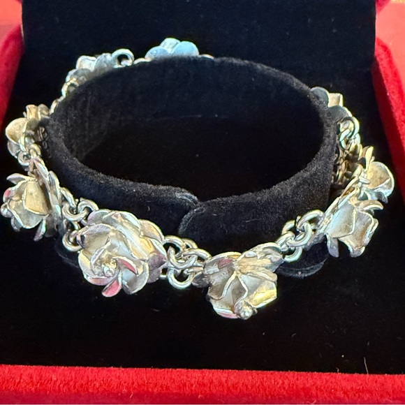 Vintage Taxco Sterling Silver Rose Bracelet 925 7.5” - Picture 7 of 7